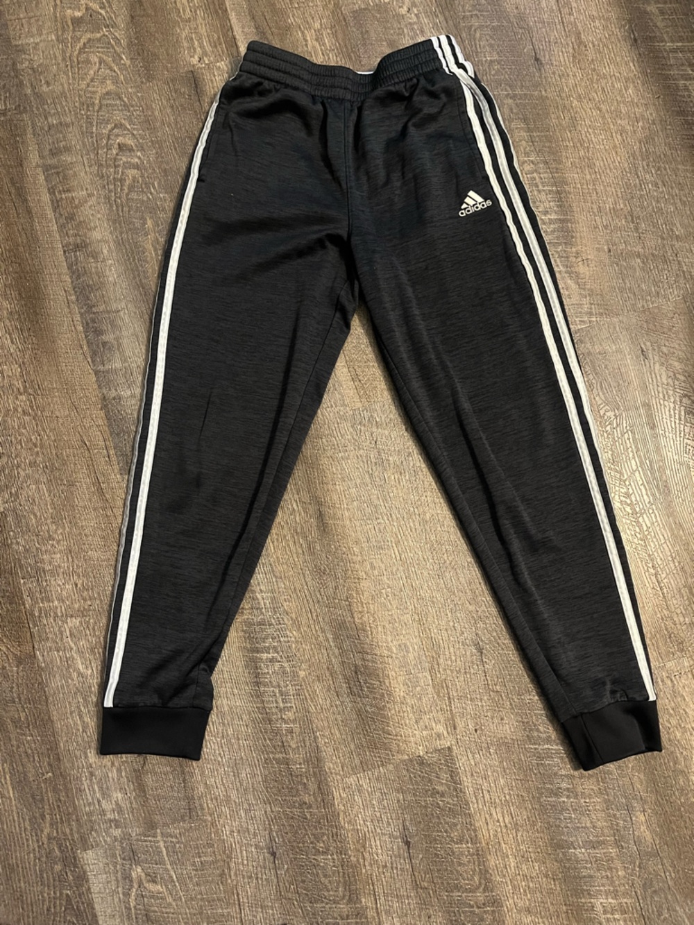 Unisex Kids 14/16 Gray Adidas Jogger Pants with White Side Stripes